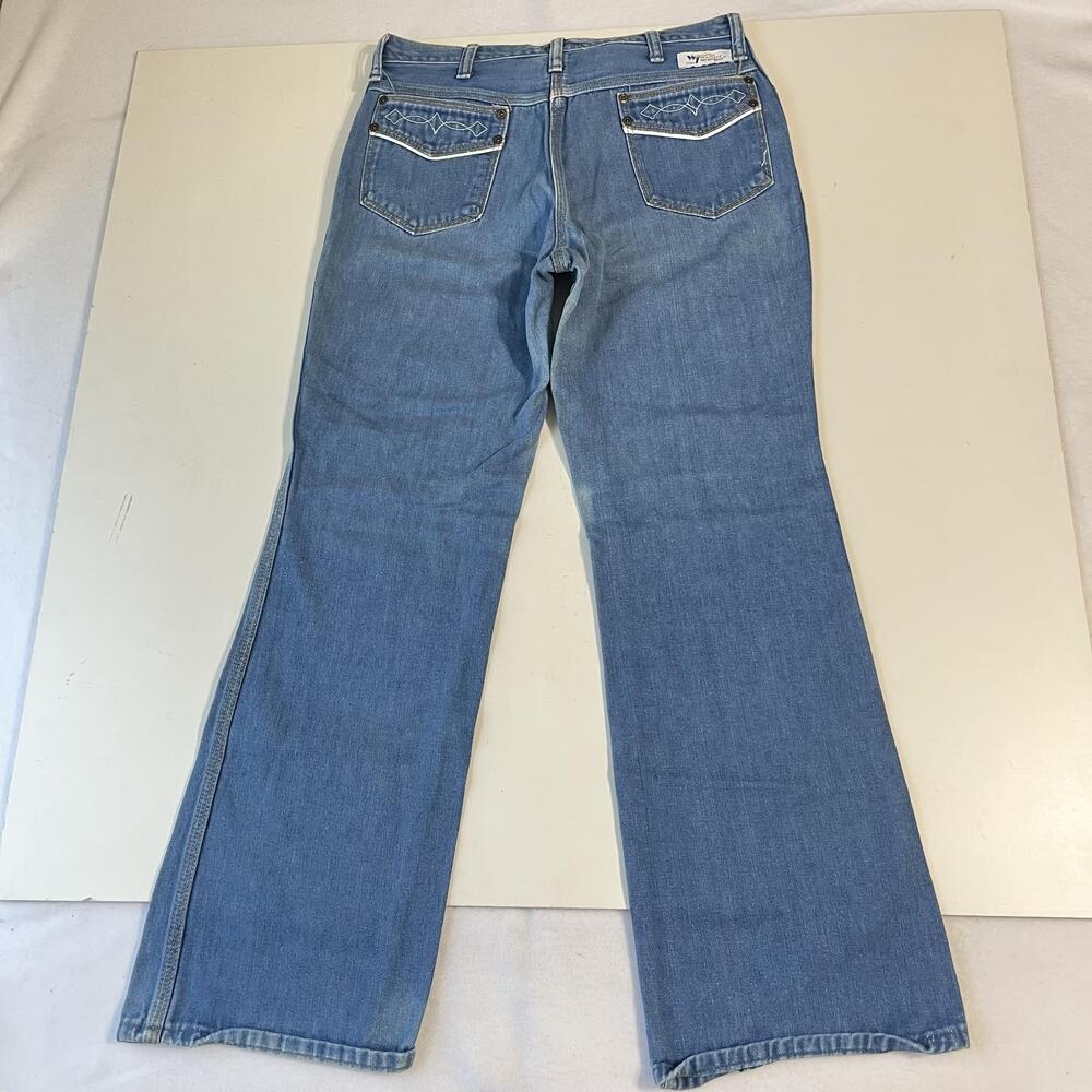 Vintage Wrangler Jeans Womens 31 High Rise Bell Flare Western Wrapid Transit 70s - Picture 2 of 16